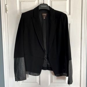 Danier black leather trim blazer